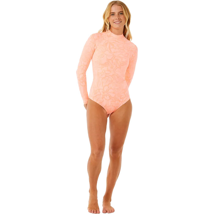 2024 Rip Curl Mujer Traje De Surf De Manga Larga Sun Chaser 16FWRV - Coral